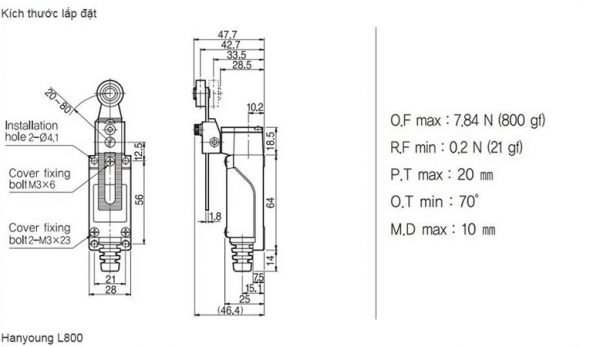 Công tắc hành trình mini Hanyoung HY-L804 - Hình ảnh 3